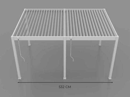 Pergola Bioclimatique Aluminium Autoportée 19m² - 3,6x5,3 - blanc - Lames Orientables de 0 à 120 degrés - ECLIPSE 19 - Image 7