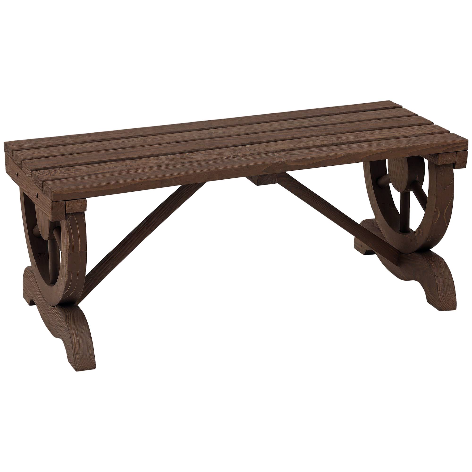 Sans Marque - Banc jardin bois intempéries mobilier jardin rustique naturel 98x50x39,5 cm - Image 1