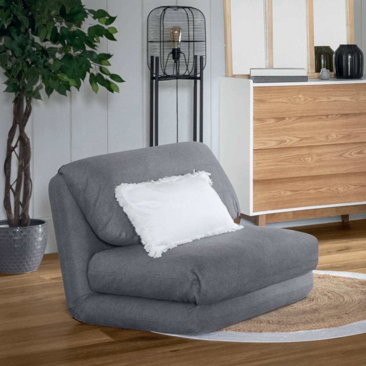 Atmosphera - Chauffeuse "Marza" gris ardoise 209x78cm - Atmosphera Créateur d'intérieur - Imagen 1