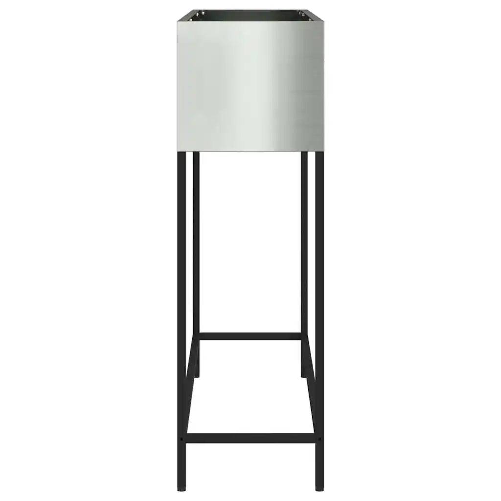 Helloshop26 - Bac de jardin surélevé moderne 100 x 26 x 82 cm facile à nettoyer design contemporain en acier galvanisé argent - Image 3