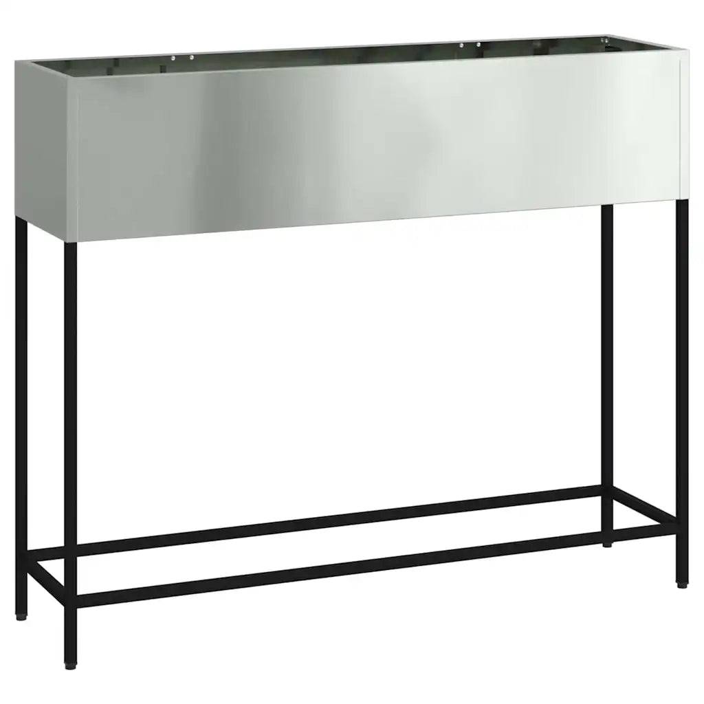 Helloshop26 - Bac de jardin surélevé moderne 100 x 26 x 82 cm facile à nettoyer design contemporain en acier galvanisé argent - Image 1