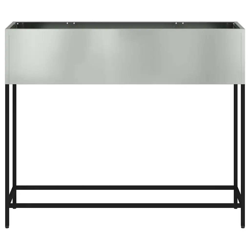Helloshop26 - Bac de jardin surélevé moderne 100 x 26 x 82 cm facile à nettoyer design contemporain en acier galvanisé argent - Image 2