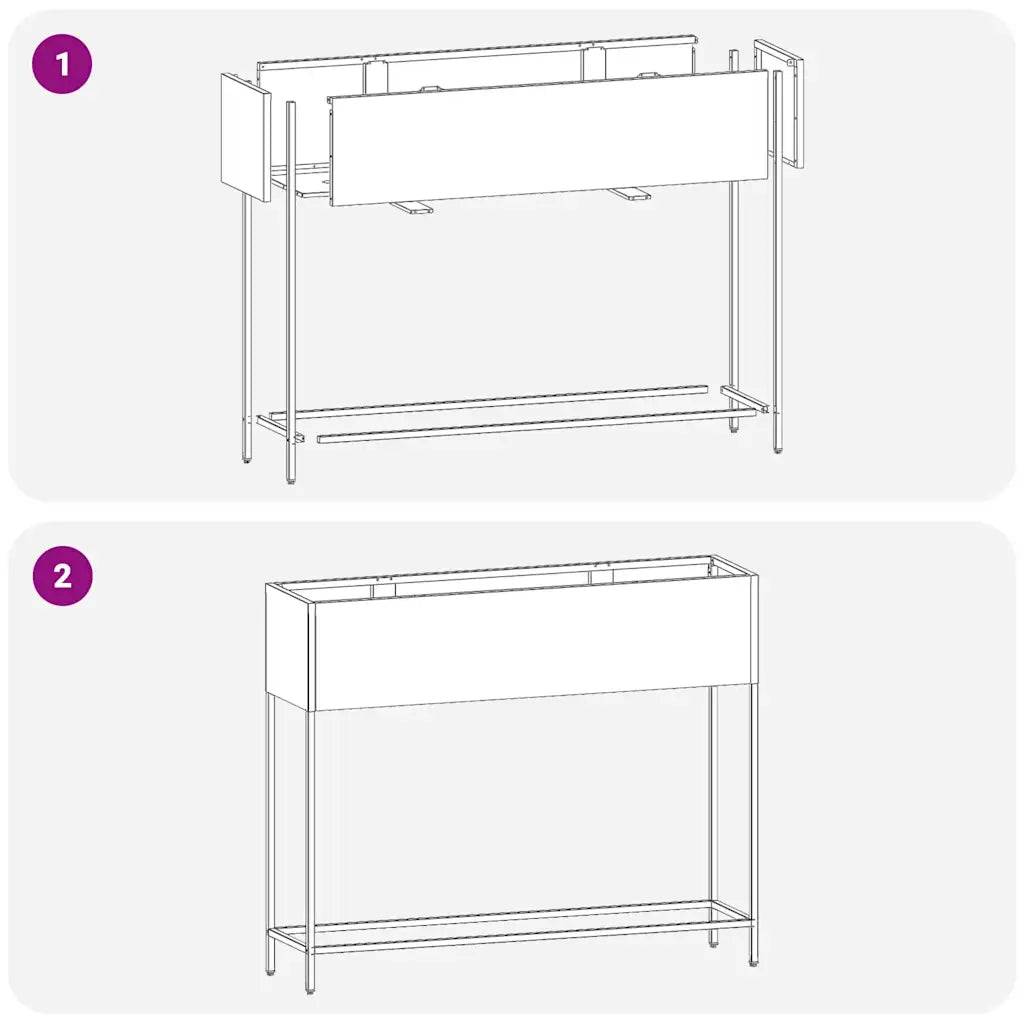 Helloshop26 - Bac de jardin surélevé moderne 100 x 26 x 82 cm facile à nettoyer design contemporain en acier galvanisé argent - Image 5