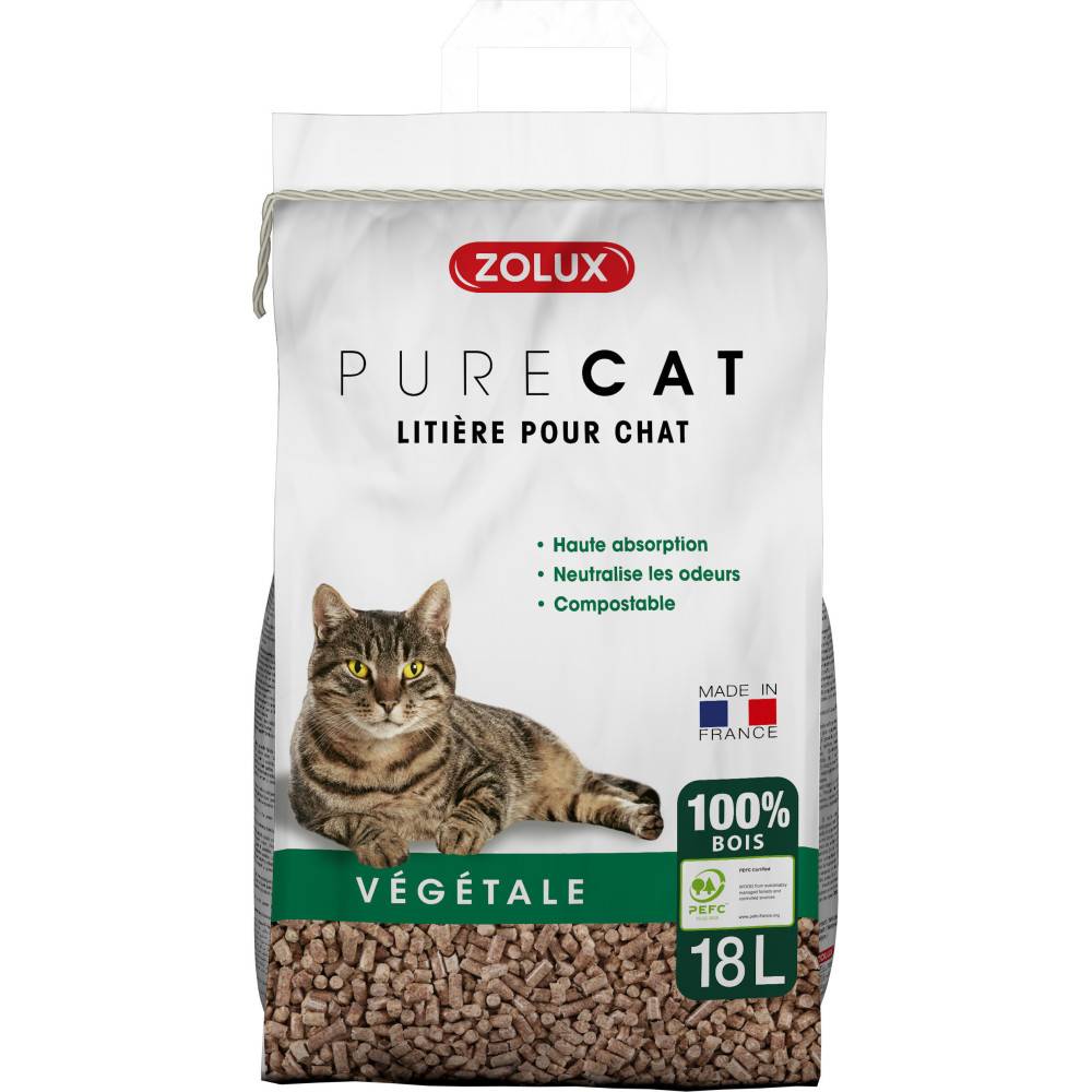 Zolux - zolux - Litière végétale granules de bois PureCat 18 L soit 12.5 kg pour chat - Image 2