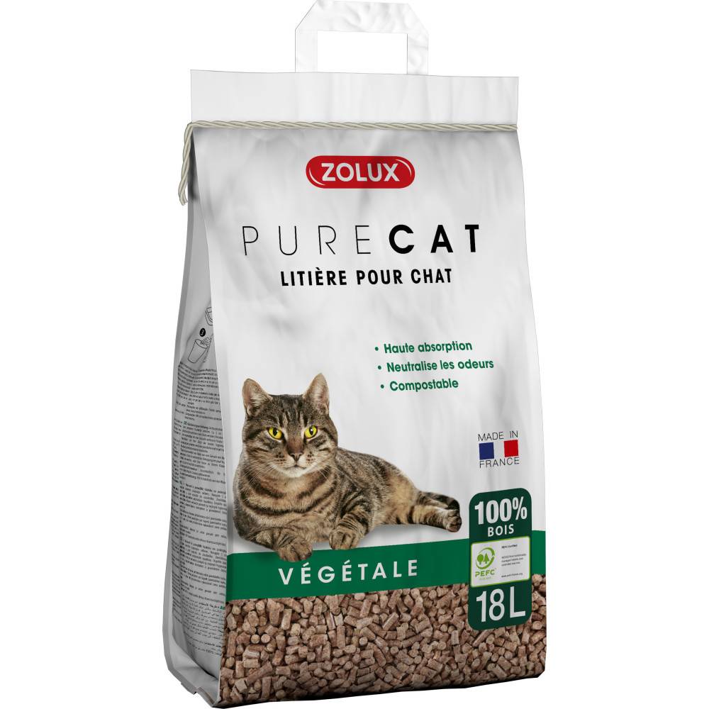 Zolux - zolux - Litière végétale granules de bois PureCat 18 L soit 12.5 kg pour chat - Imagen 1