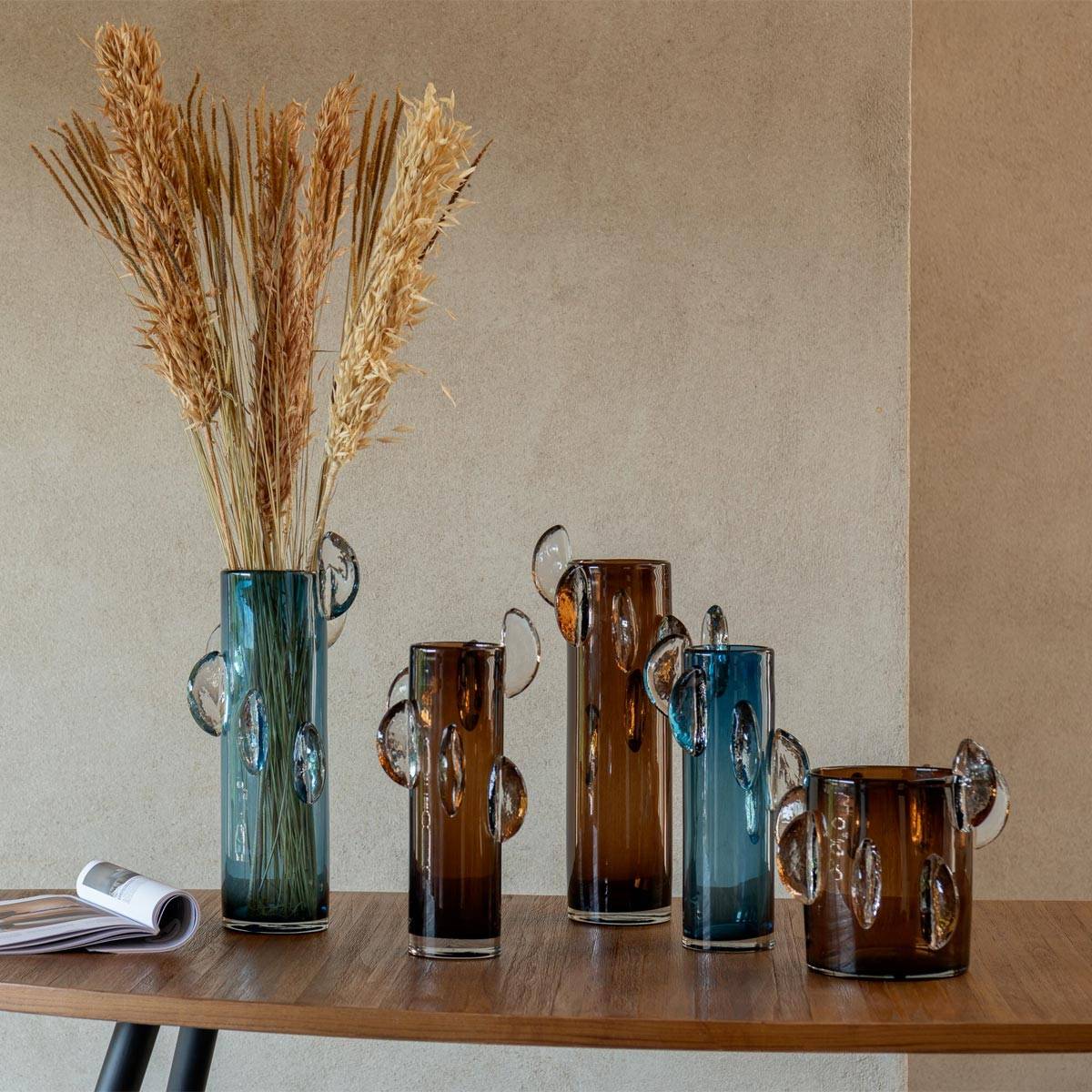 Vase Design en Verre "Steggy" 24cm Marron - Image 3
