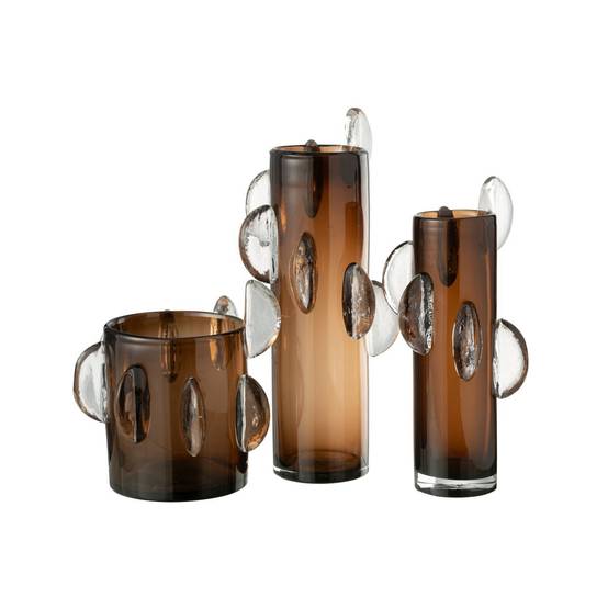 Vase Design en Verre "Steggy" 24cm Marron - Image 2