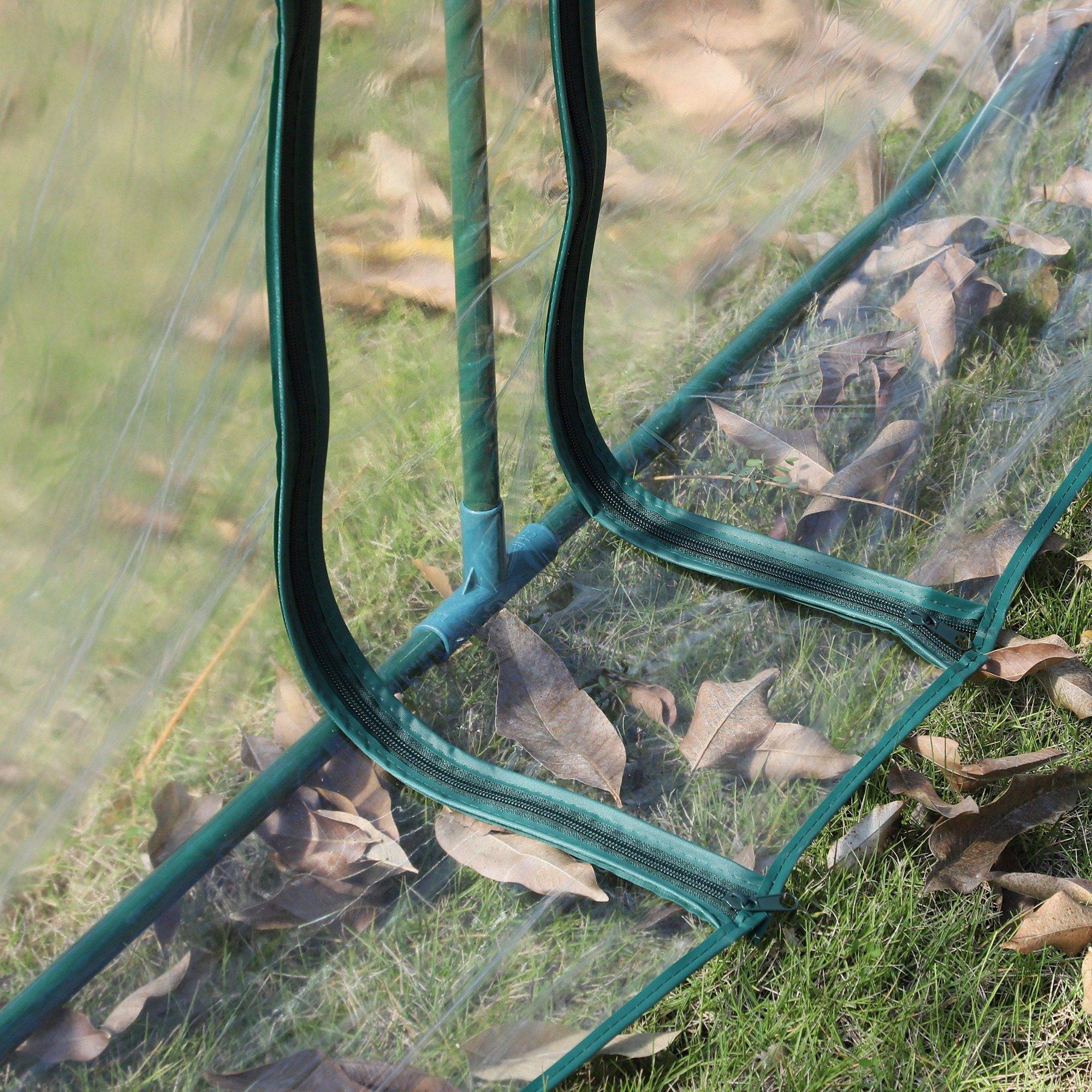 Mini Serre de Forçage Horizontale Acier pour Potager au Sol 3 Portes 350x100x80 cm Transparent - ComfortXL Outdoor Living - Image 10