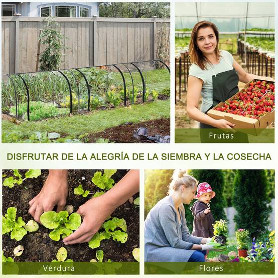 Mini Serre de Forçage Horizontale Acier pour Potager au Sol 3 Portes 350x100x80 cm Transparent - ComfortXL Outdoor Living - Image 9