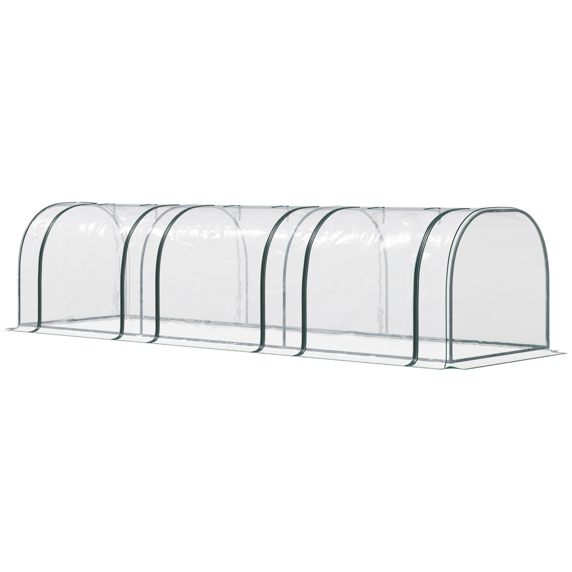 Mini Serre de Forçage Horizontale Acier pour Potager au Sol 3 Portes 350x100x80 cm Transparent - ComfortXL Outdoor Living - Image 2