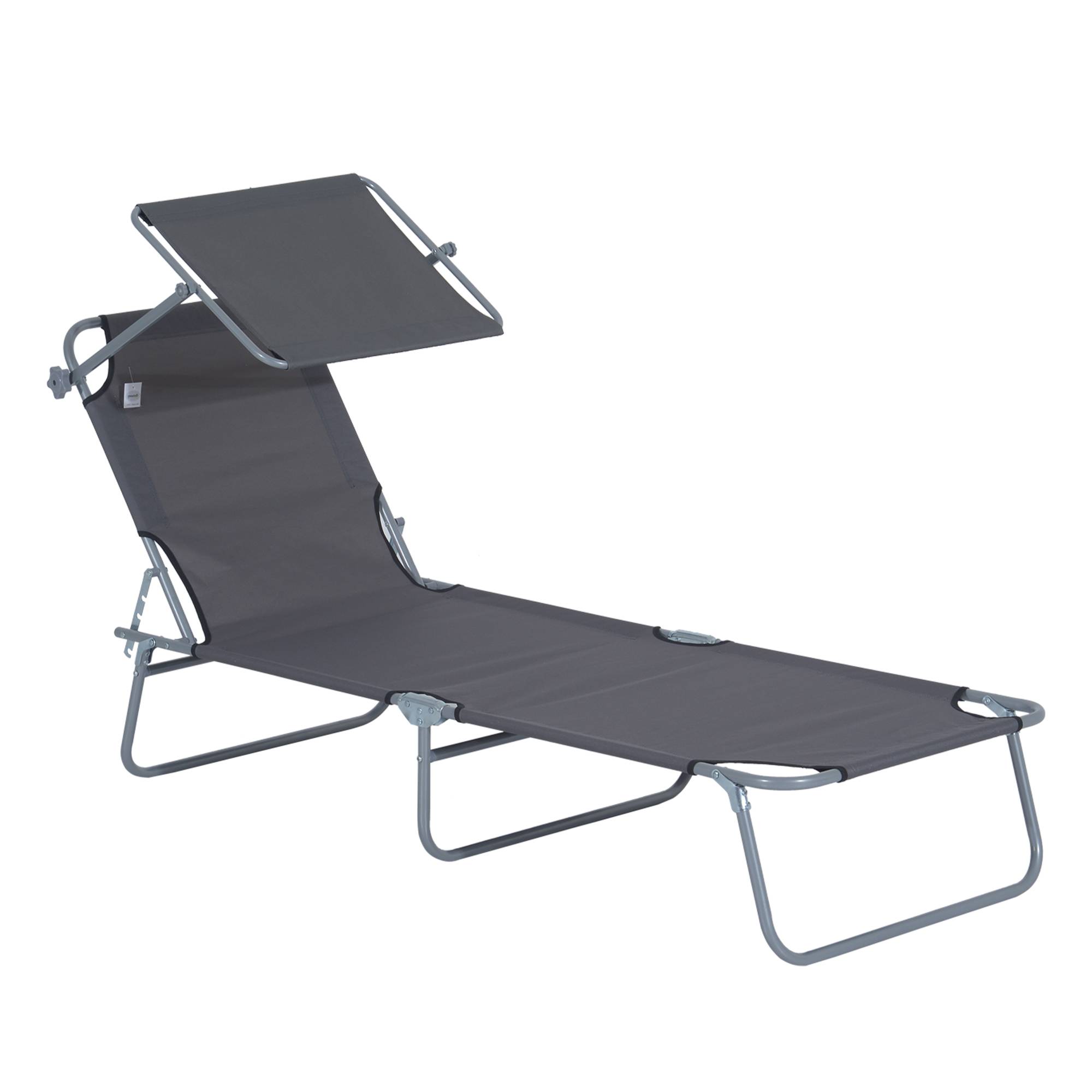 Transat confort avec protection solaire 4 positions charge 120kg 6 coloris gris - Image 1