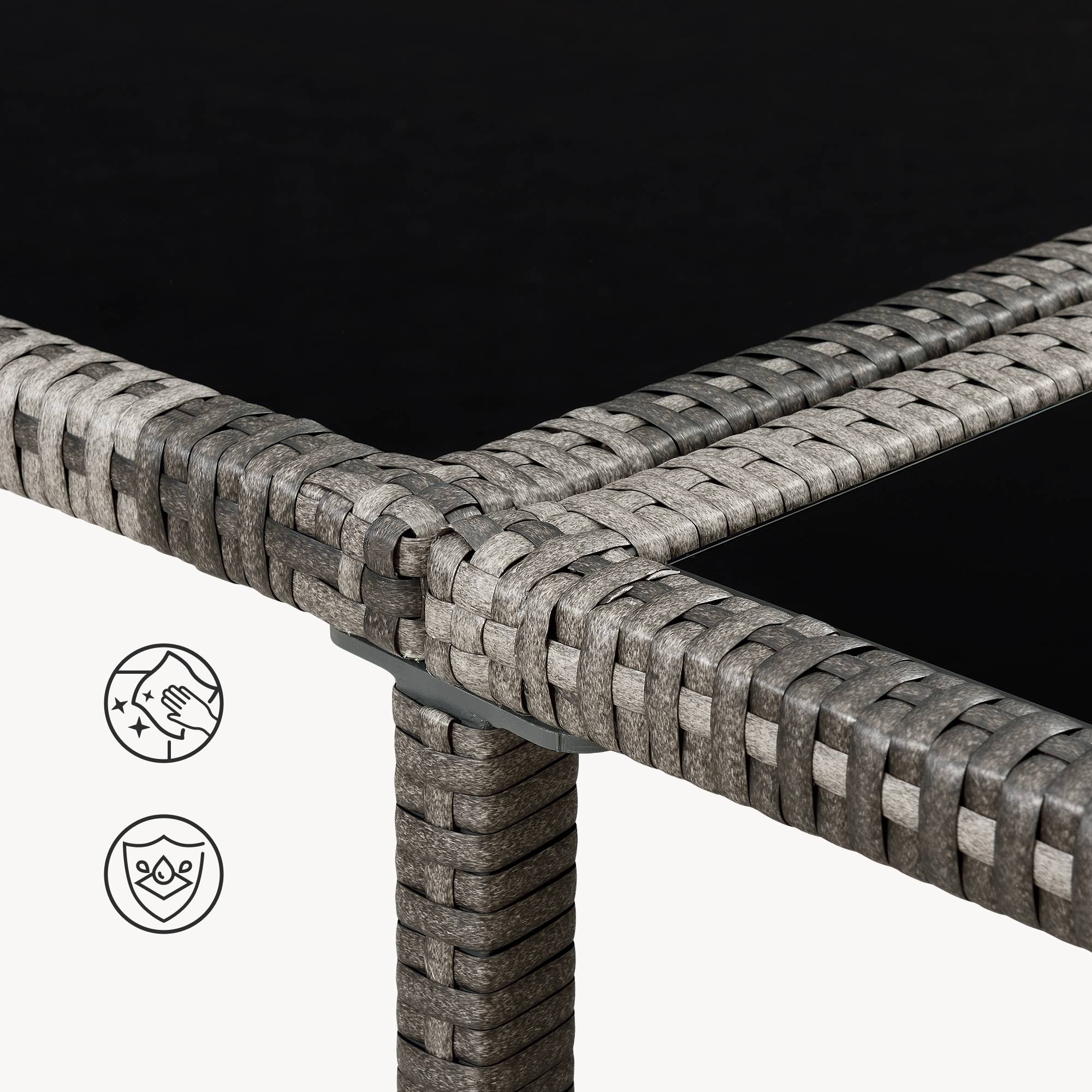 Salon de Jardin Laredo Acier Polyrotin Gris Chiné Coussins Gris Foncé [en.casa] - Imagen 8