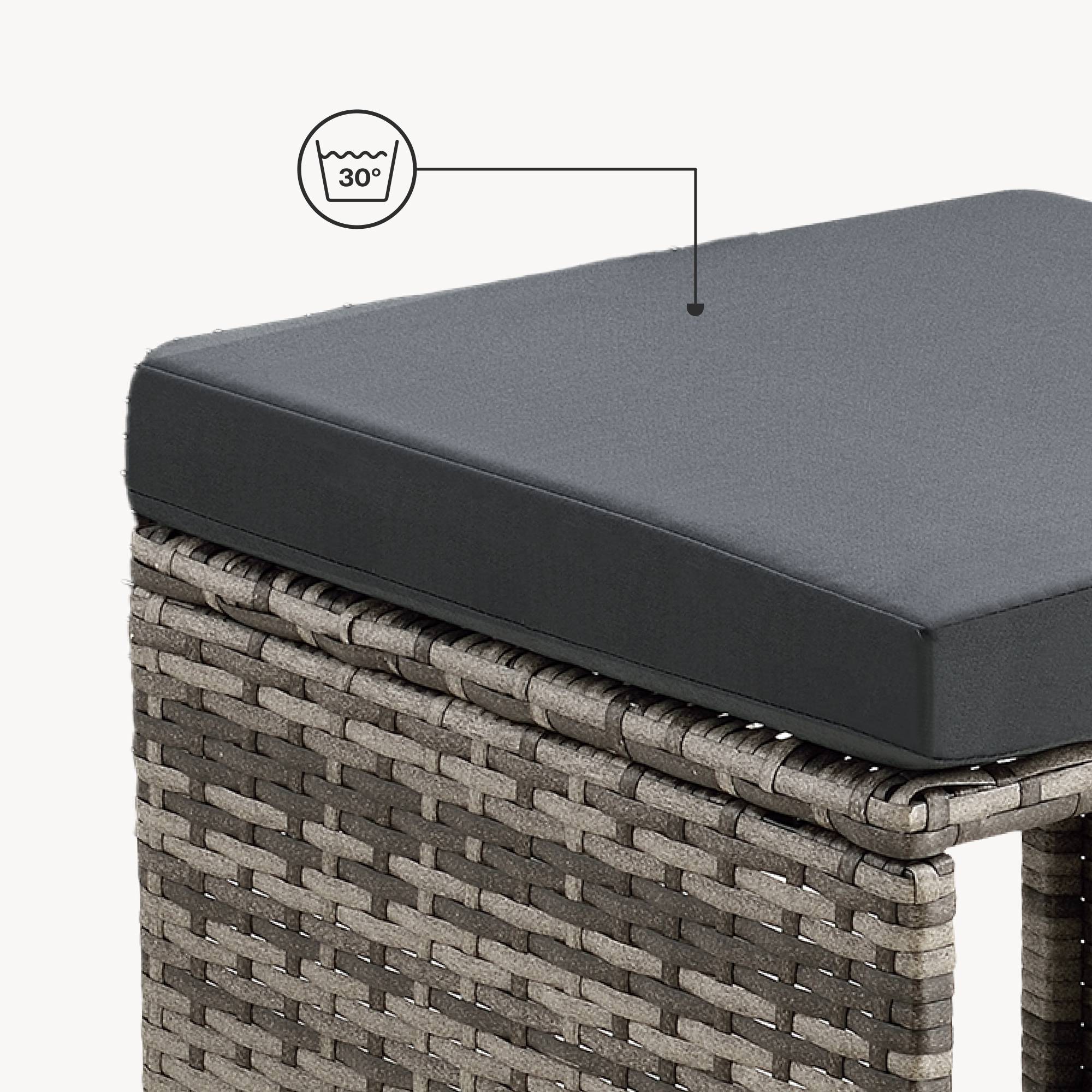 Salon de Jardin Laredo Acier Polyrotin Gris Chiné Coussins Gris Foncé [en.casa] - Imagen 5