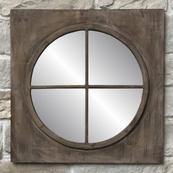 Miroir carré style fenêtre en bois marron 55 x 55 cm Chemin de campagne - Imagen 3