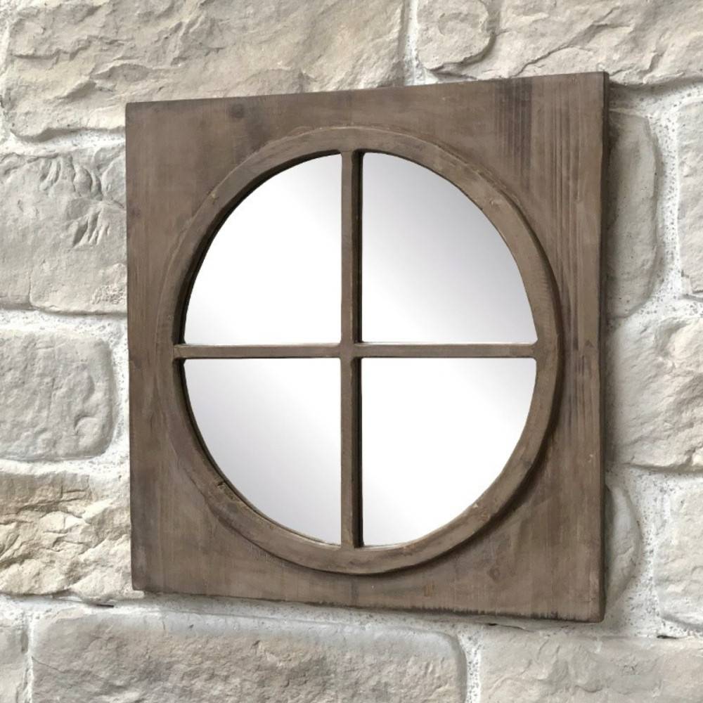 Miroir carré style fenêtre en bois marron 55 x 55 cm Chemin de campagne - Imagen 2