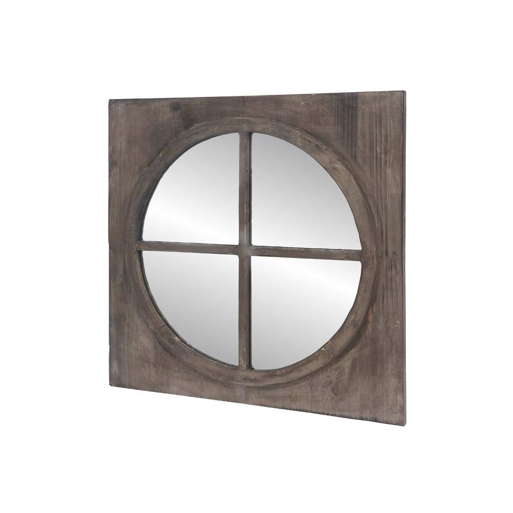 Miroir carré style fenêtre en bois marron 55 x 55 cm Chemin de campagne - Imagen 1