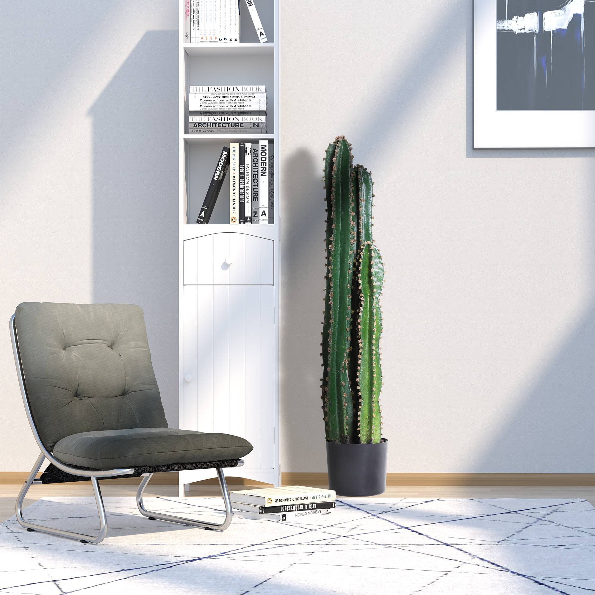 Cactus artificiel grande plante artificielle réaliste Ø17x98 cm vert - Image 3