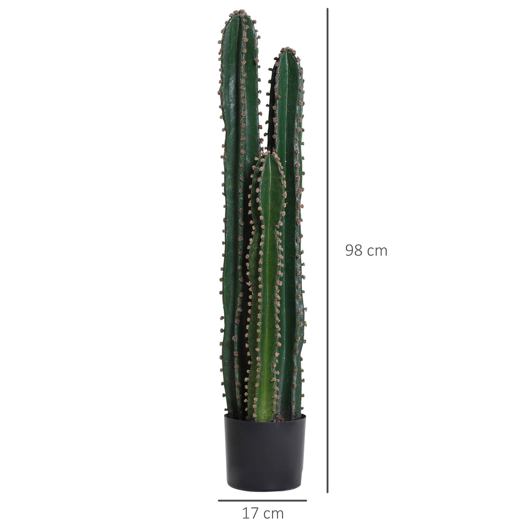 Cactus artificiel grande plante artificielle réaliste Ø17x98 cm vert - Image 5