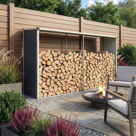 Casa.Pro - Abri-bûches couvert Kalmar 352 x 80 x 152 cm anthracite casa.pro - Imagen 4