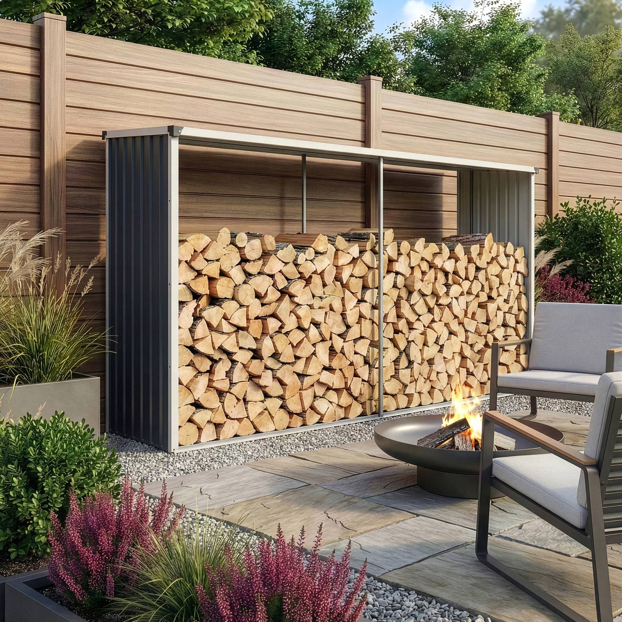 Casa.Pro - Abri-bûches couvert Kalmar 352 x 80 x 152 cm anthracite casa.pro - Imagen 4