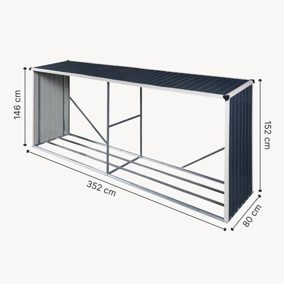 Casa.Pro - Abri-bûches couvert Kalmar 352 x 80 x 152 cm anthracite casa.pro - Imagen 5