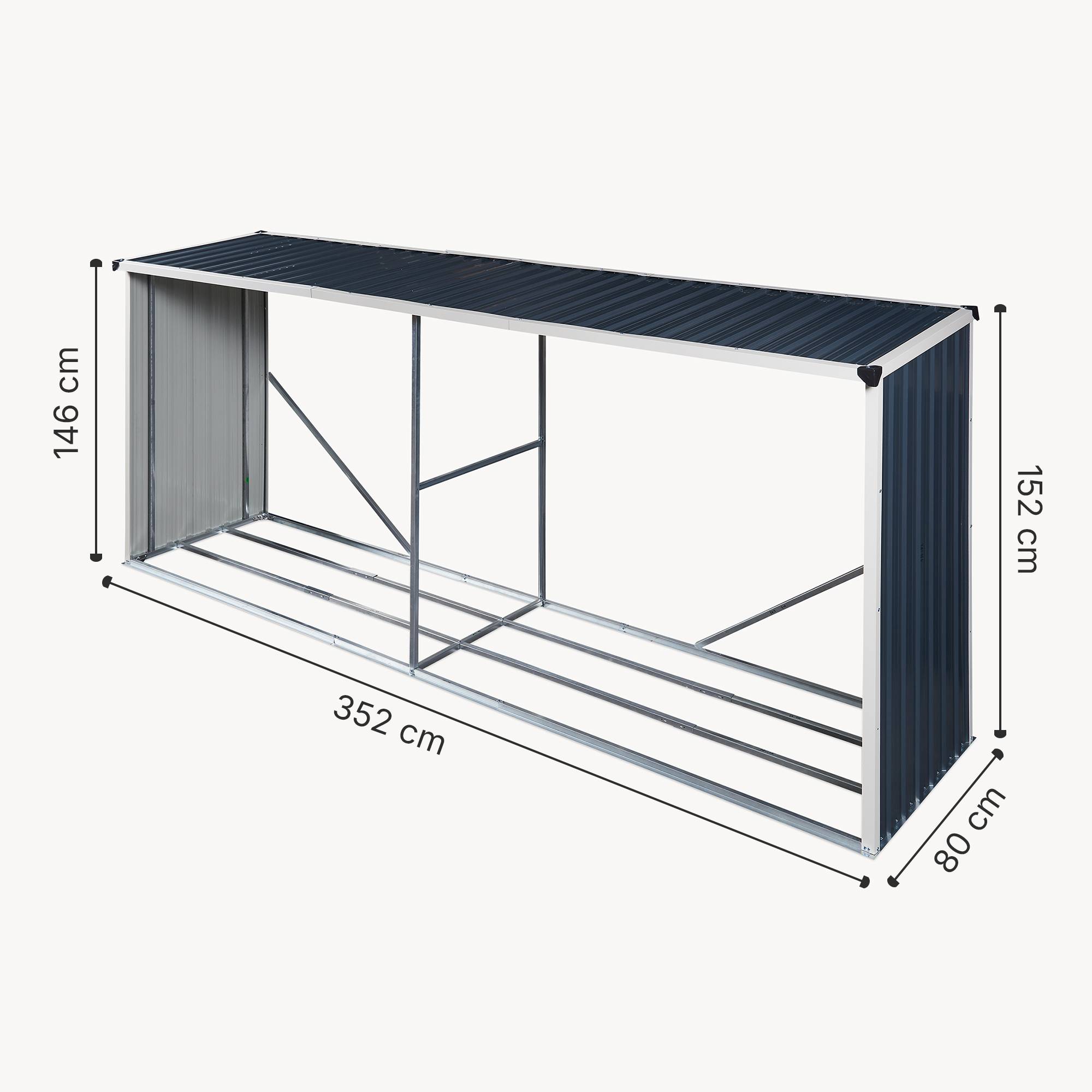 Casa.Pro - Abri-bûches couvert Kalmar 352 x 80 x 152 cm anthracite casa.pro - Imagen 5