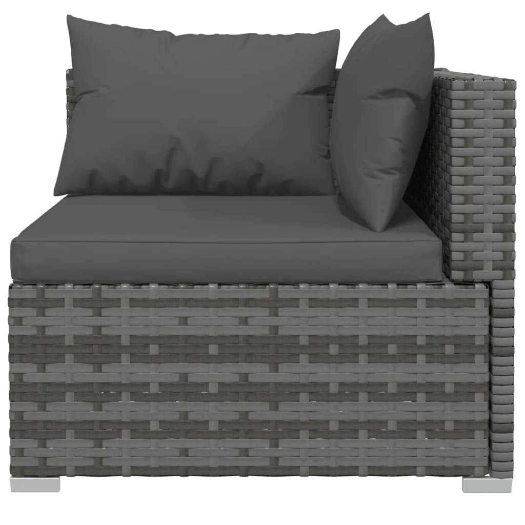 Helloshop26 - Salon de jardin meuble d'extérieur ensemble de mobilier 10 pièces avec coussins résine tressée gris - Imagen 3