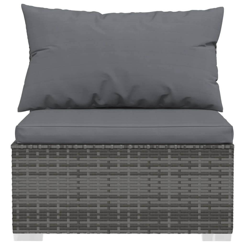 Helloshop26 - Salon de jardin meuble d'extérieur ensemble de mobilier 10 pièces avec coussins résine tressée gris - Imagen 5