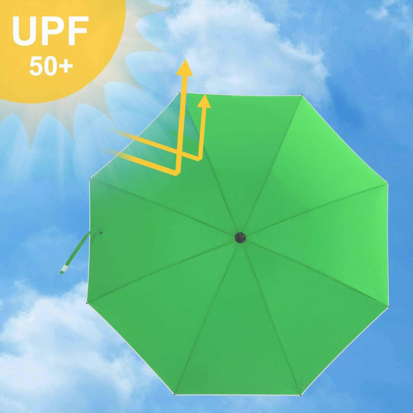 Helloshop26 - Parasol de jardin diamètre 1,6 m ombrelle protection upf 50+ inclinable portable résistant au vent baleines en fibre de verre avec sac vert - Imagen 2