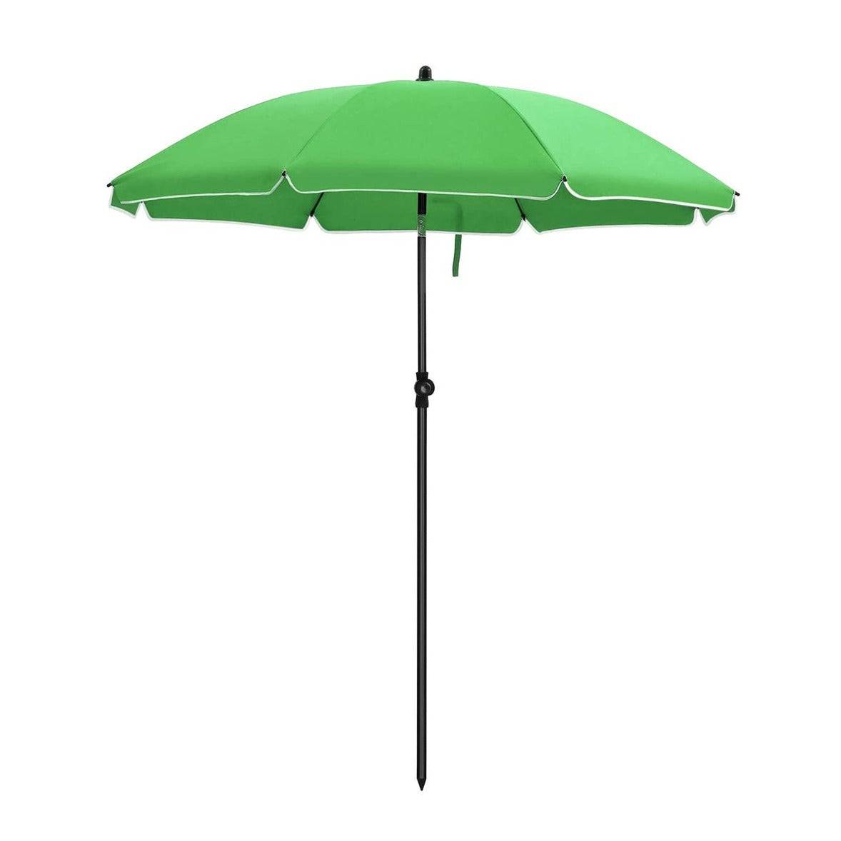 Helloshop26 - Parasol de jardin diamètre 1,6 m ombrelle protection upf 50+ inclinable portable résistant au vent baleines en fibre de verre avec sac vert - Imagen 1