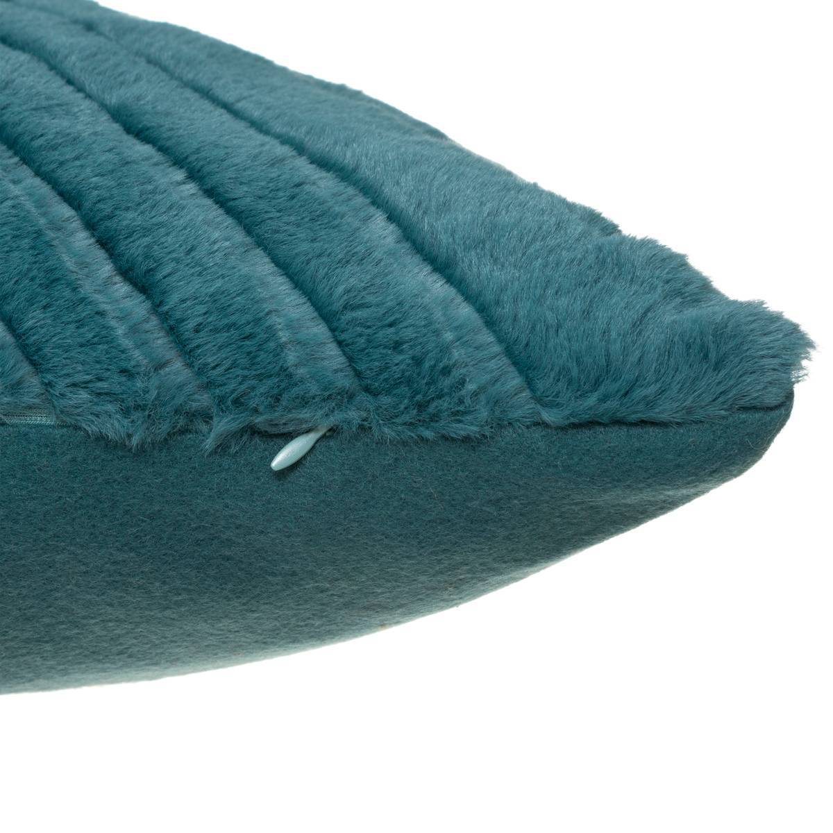 Atmosphera - Coussin "Nils" effet fourrure bleu canard 45x45cm - Atmosphera Créateur d'intérieur - Imagen 3