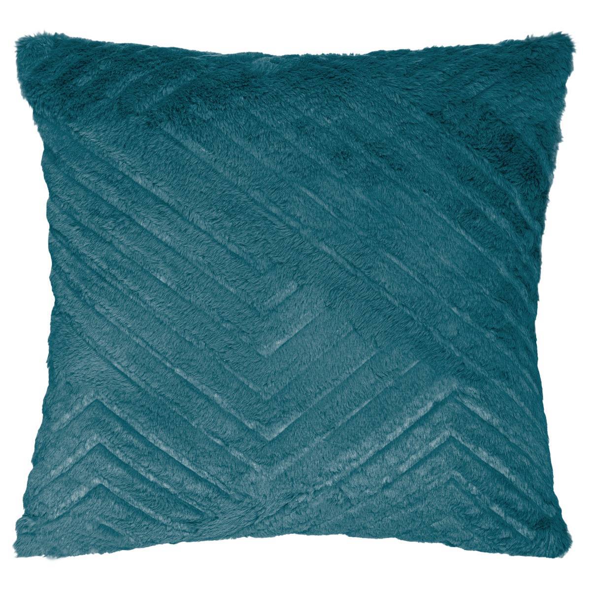 Atmosphera - Coussin "Nils" effet fourrure bleu canard 45x45cm - Atmosphera Créateur d'intérieur - Imagen 1