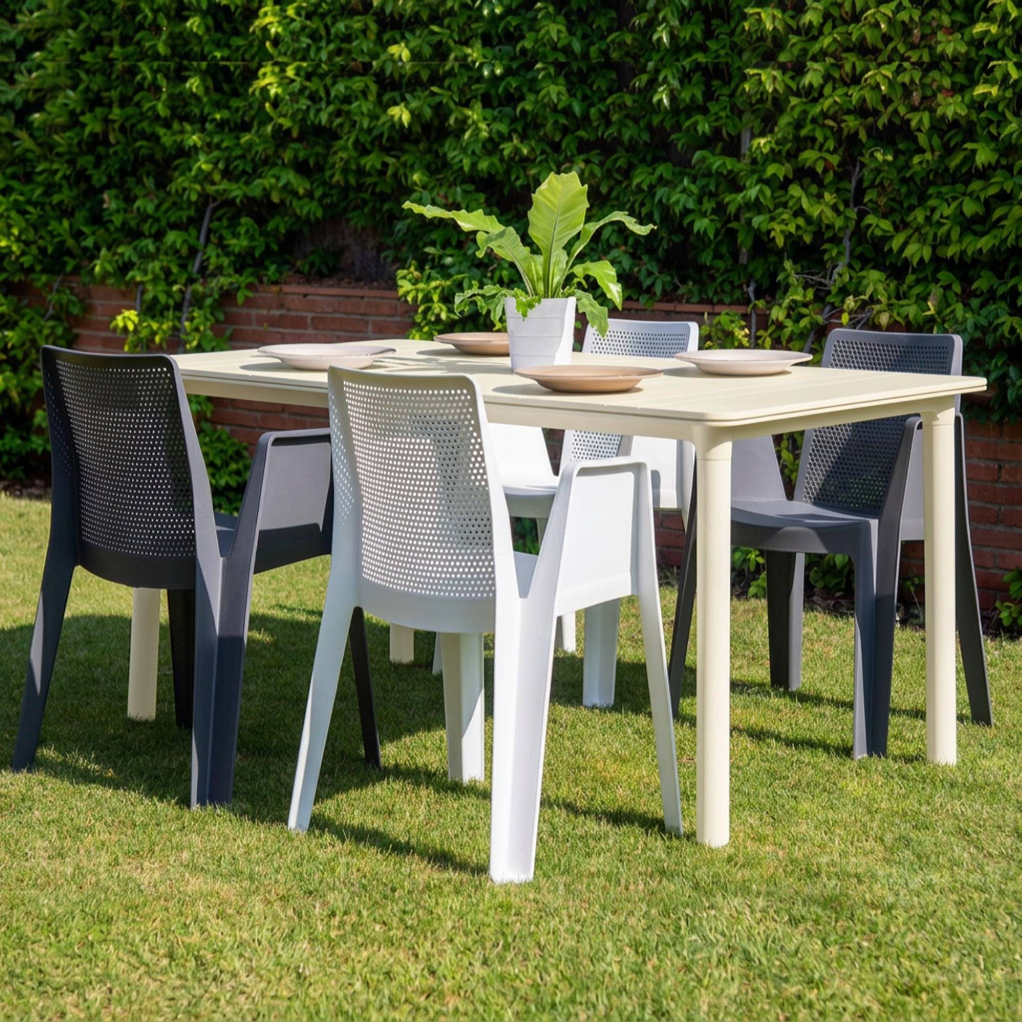 Garbar - Table rectangulaire 160x90 Noa garbar plastique ivoire - Image 6