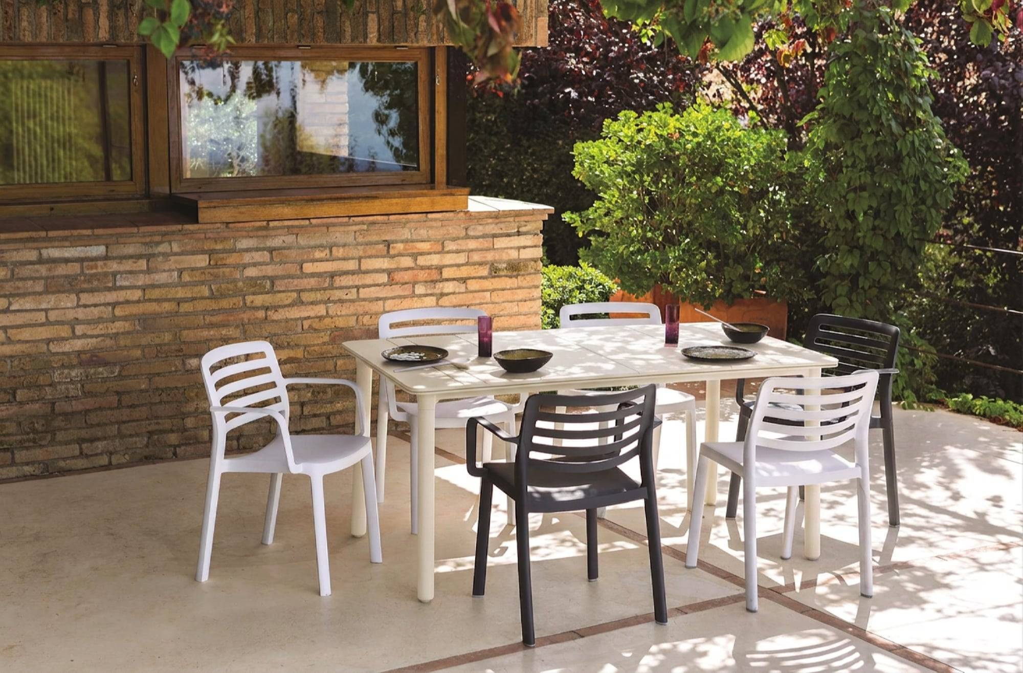 Garbar - Table rectangulaire 160x90 Noa garbar plastique ivoire - Image 4