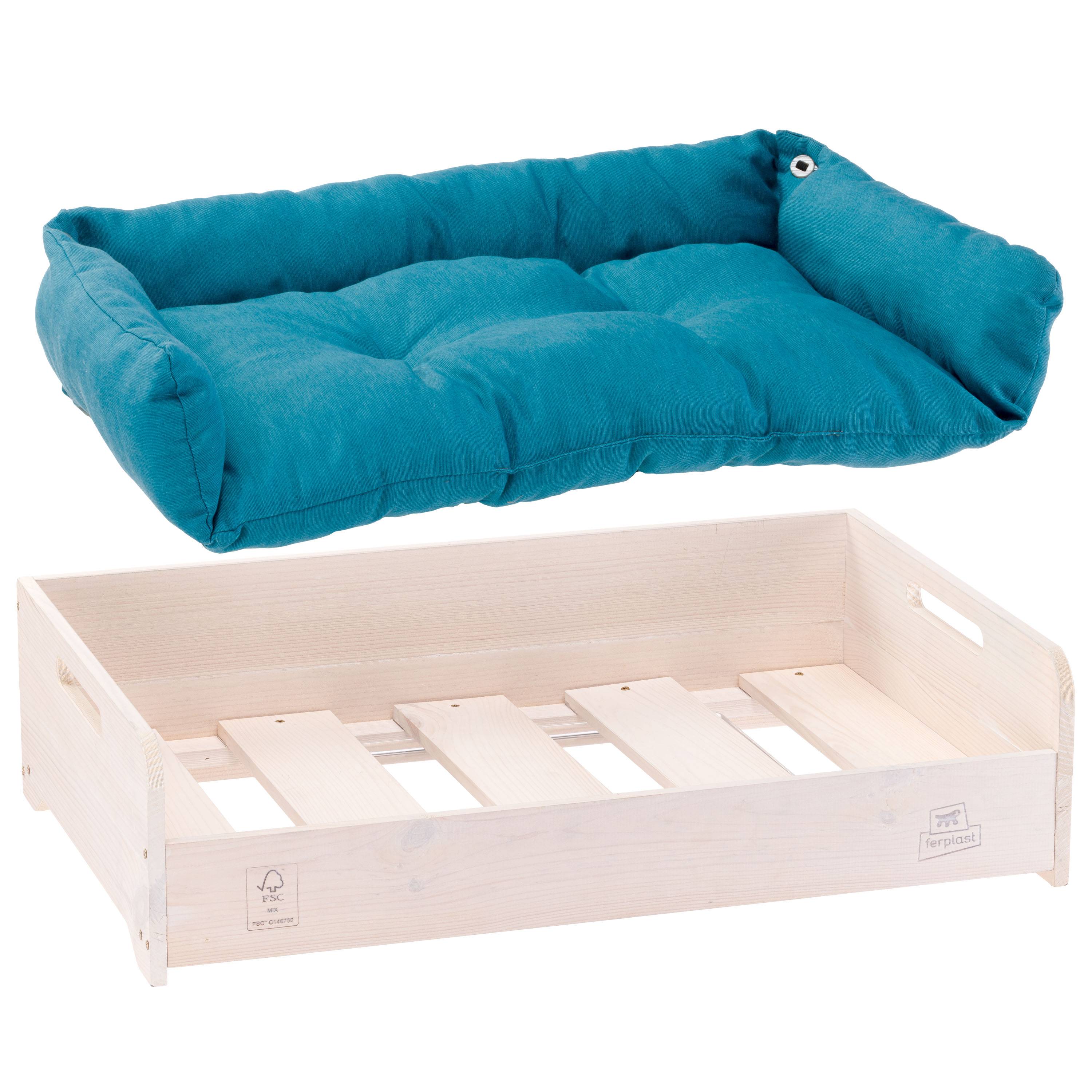 Ferplast - Ferplast Lit pour Chien et Chat avec Coussin HALL, Lit Petit Chien et Chat, en Bois FSC, Canapé Lit Animaux, Panier Chien, Panier Chat, Respirant - Imagen 7
