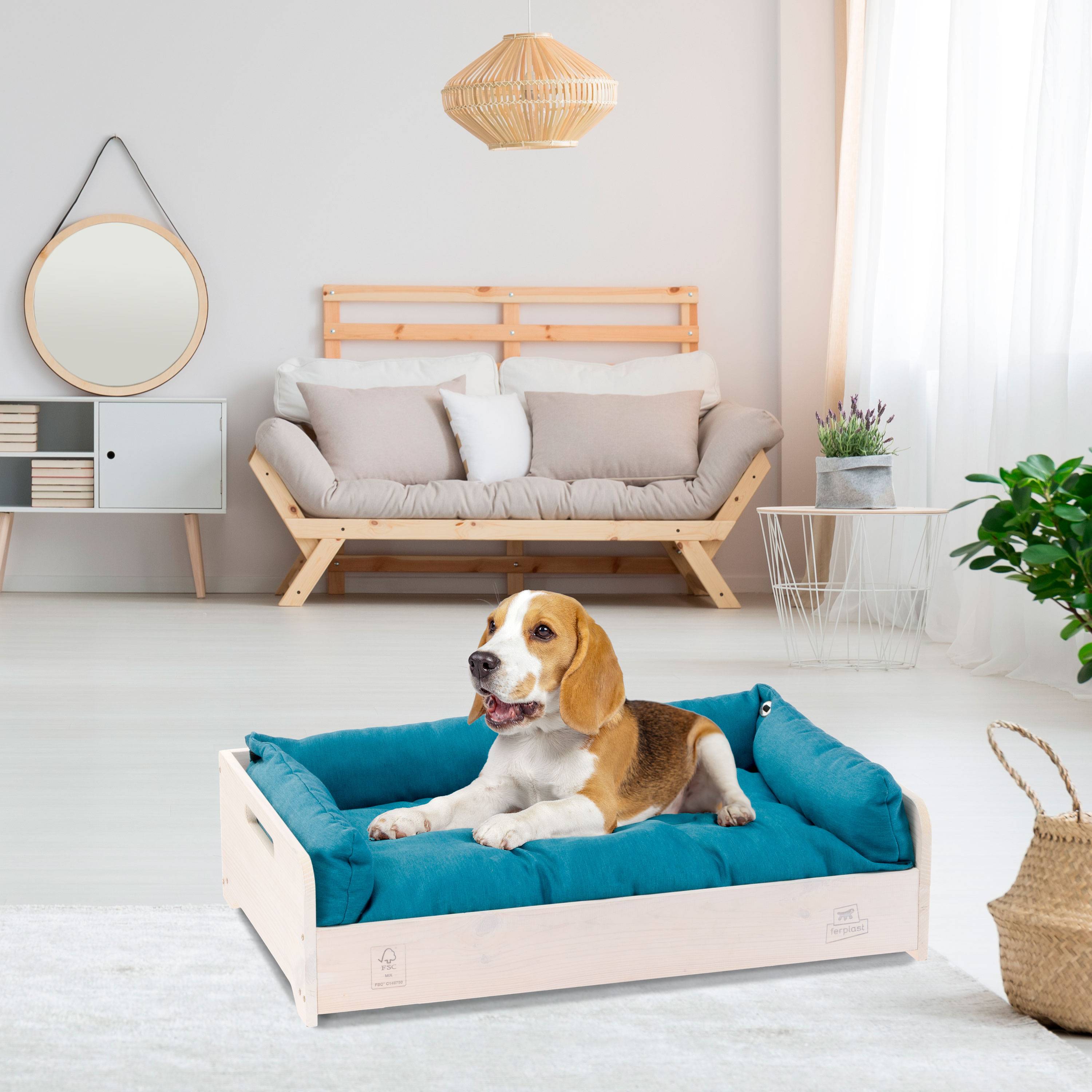 Ferplast - Ferplast Lit pour Chien et Chat avec Coussin HALL, Lit Petit Chien et Chat, en Bois FSC, Canapé Lit Animaux, Panier Chien, Panier Chat, Respirant - Imagen 4