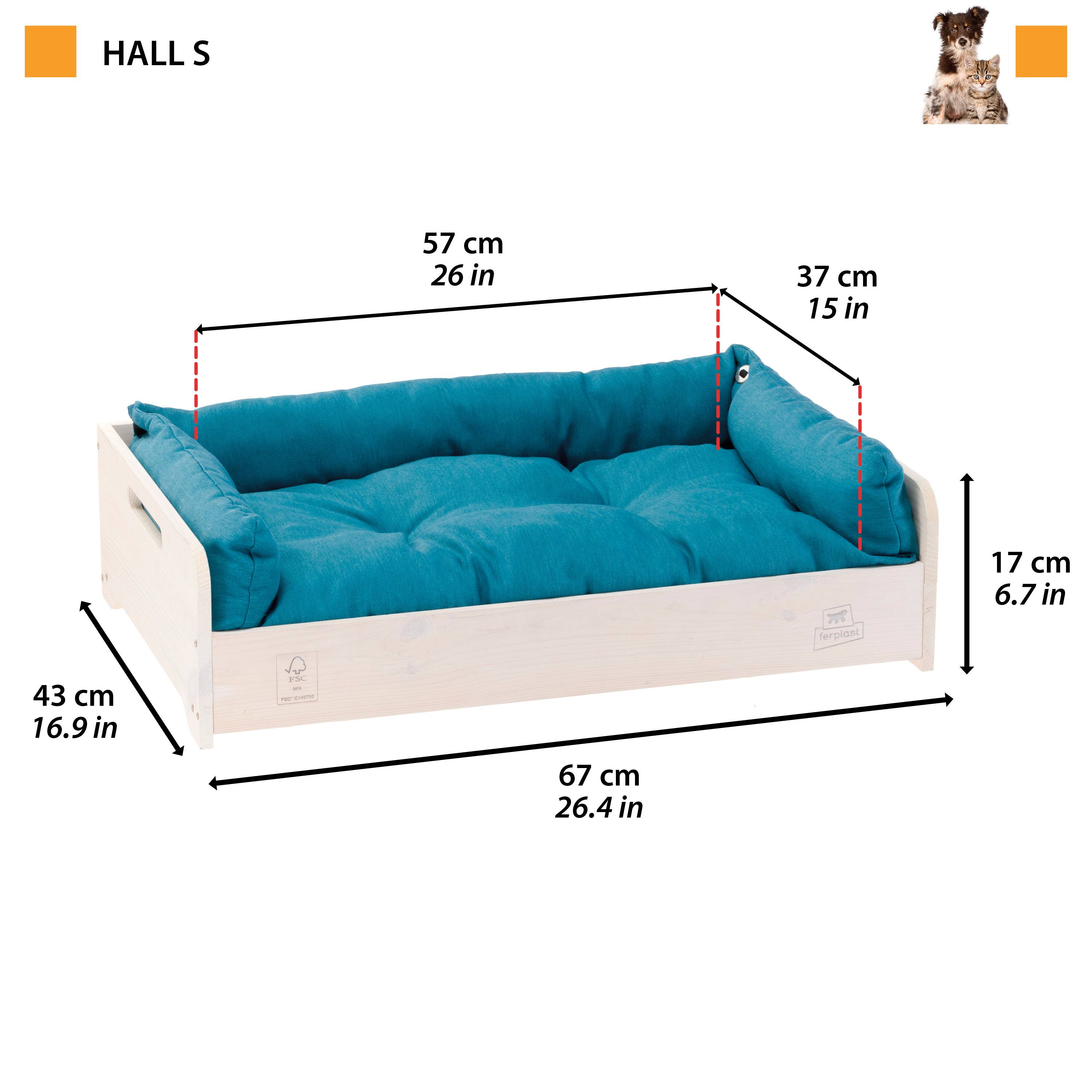Ferplast - Ferplast Lit pour Chien et Chat avec Coussin HALL, Lit Petit Chien et Chat, en Bois FSC, Canapé Lit Animaux, Panier Chien, Panier Chat, Respirant - Imagen 2