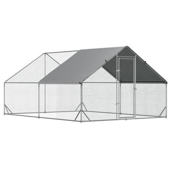 Enclos Poulailler XXL Acier Galvanisé 12m² Volière Extérieure Toit Bâche 3x4m - ComfortXL Pet Living - Image 2