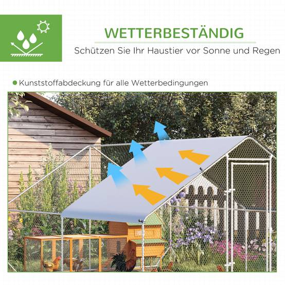 Enclos Poulailler XXL Acier Galvanisé 12m² Volière Extérieure Toit Bâche 3x4m - ComfortXL Pet Living - Image 4