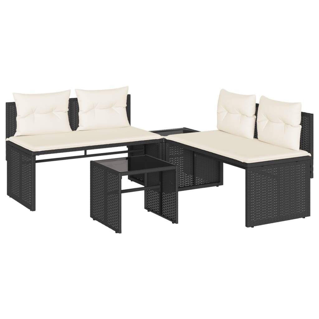 Salon de jardin 4 places en résine tressée avec coussins et tables Noir – ComfortXL Outdoor Living - Image 2