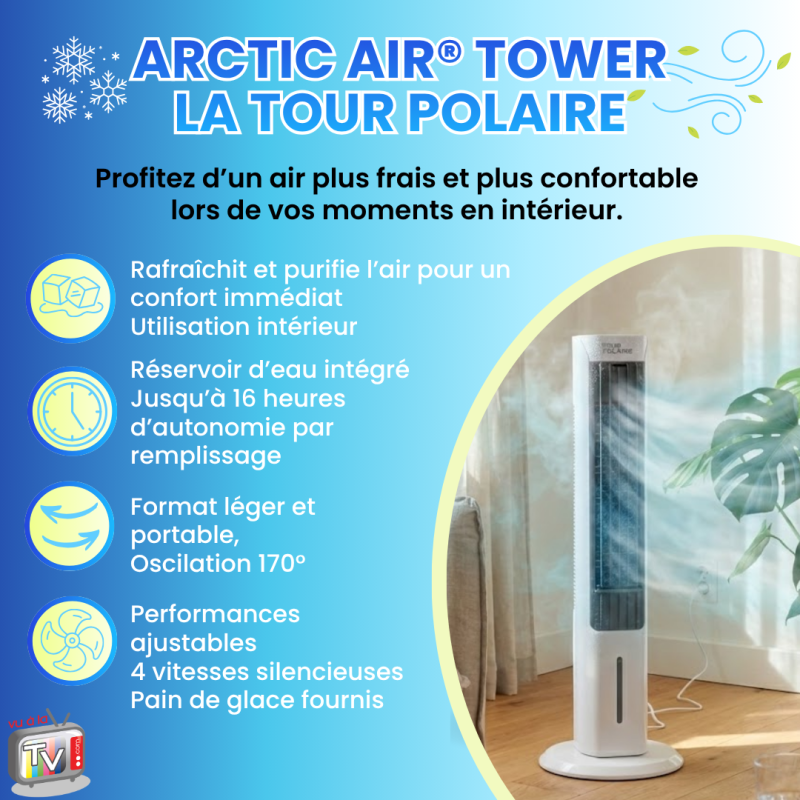 Rafraichisseur d'Air Colonne | Ventilateur Portable | Climatiseur mobile pour Intérieur | Oscillant 170° | Réservoir Grande Autonomie - VENTEO - Image 2