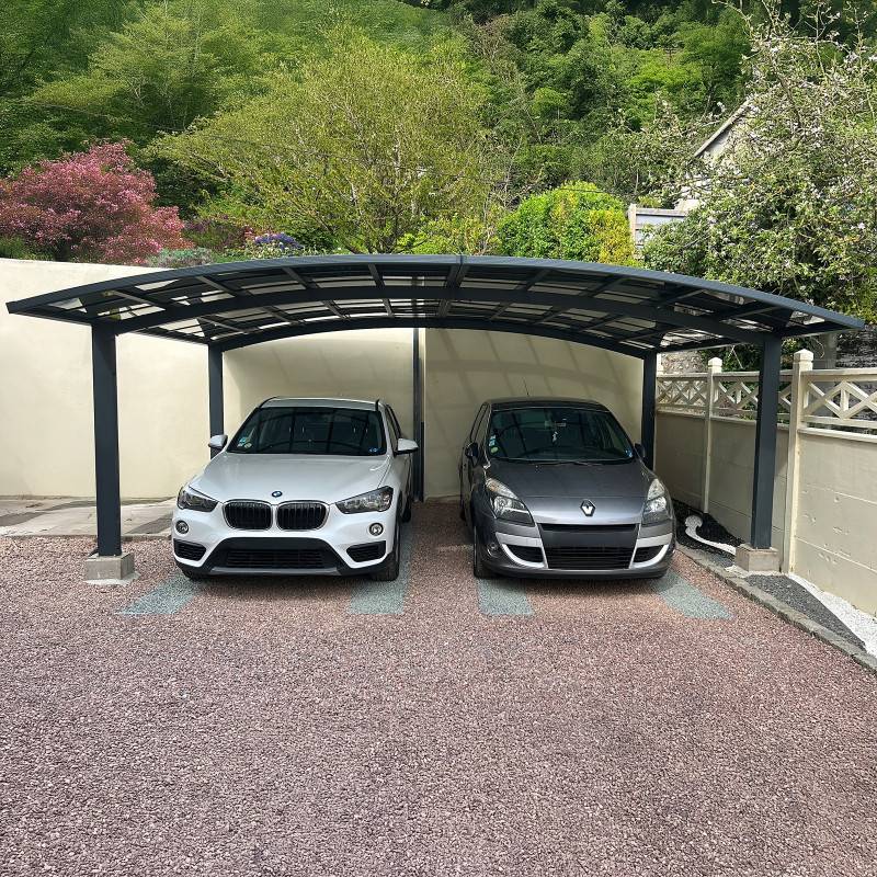X-Metal - Carport double 30m² aluminium polycarbonate gris anthracite avec gouttières intégrées Eagle X-Metal - Image 2