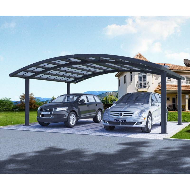 X-Metal - Carport double 30m² aluminium polycarbonate gris anthracite avec gouttières intégrées Eagle X-Metal - Image 1