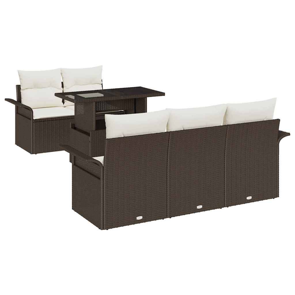 Salon de jardin 5 places en résine tressée avec table en verre Marron – ComfortXL Outdoor Living - Image 2