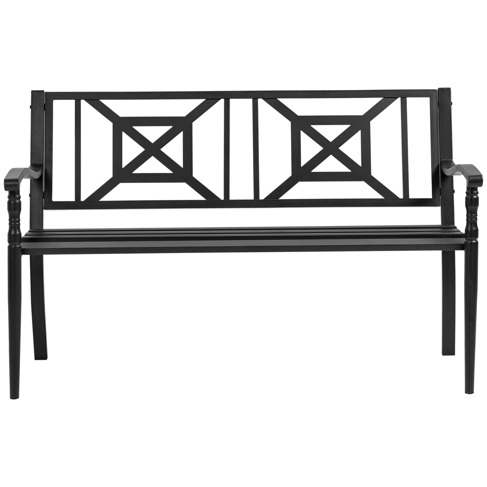 Outsunny - Banc de jardin 2 places style fer forgé piètement avant effilé accoudoirs courbés métal thermolaqué anticorrosion noir - Outsunny - Imagen 4