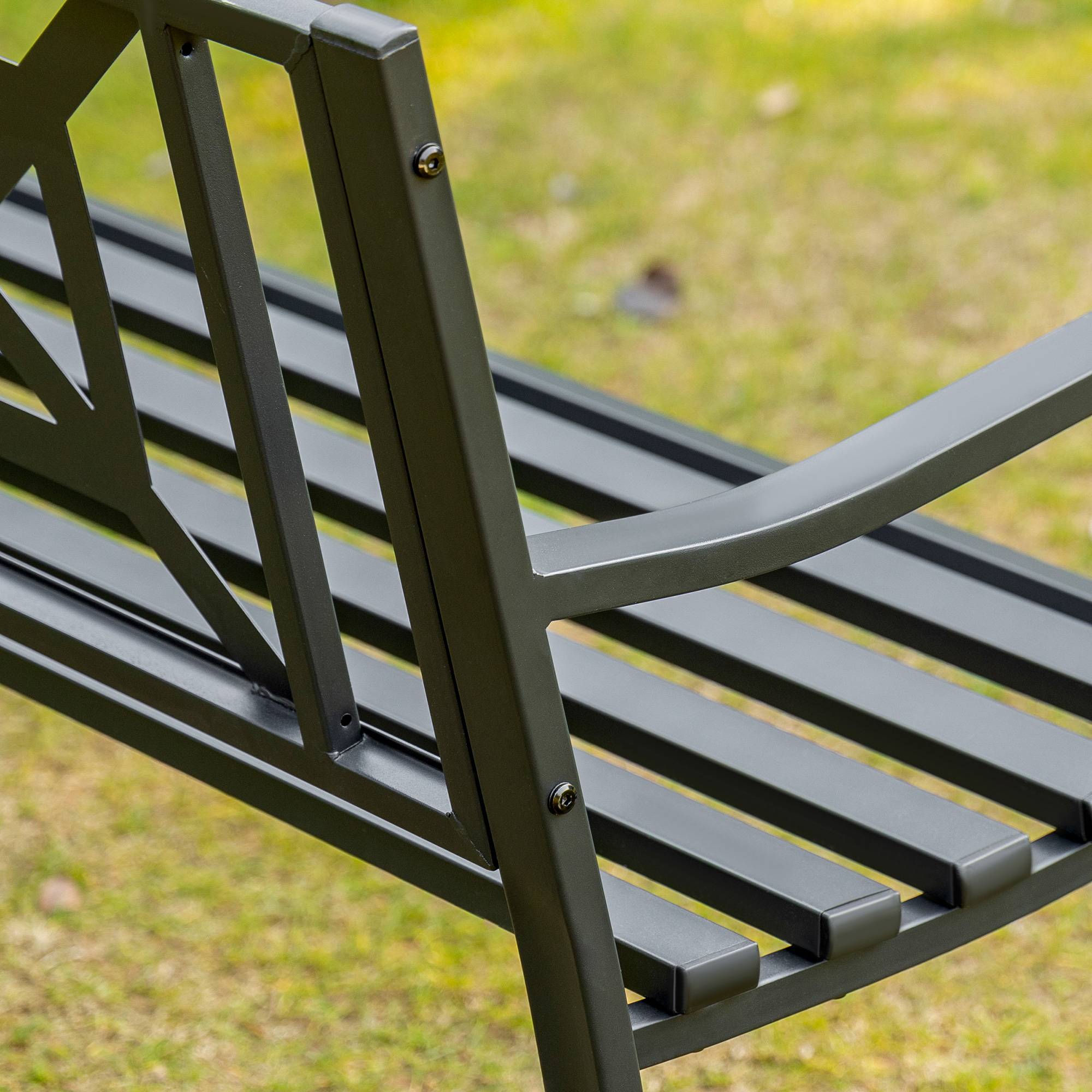 Outsunny - Banc de jardin 2 places style fer forgé piètement avant effilé accoudoirs courbés métal thermolaqué anticorrosion noir - Outsunny - Imagen 5