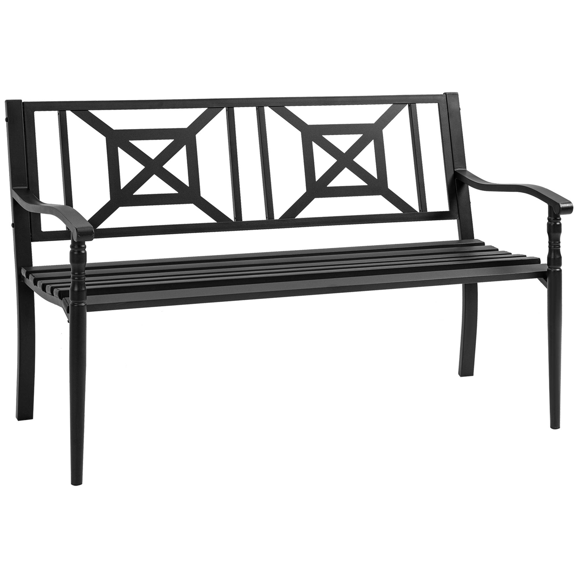 Outsunny - Banc de jardin 2 places style fer forgé piètement avant effilé accoudoirs courbés métal thermolaqué anticorrosion noir - Outsunny - Imagen 1