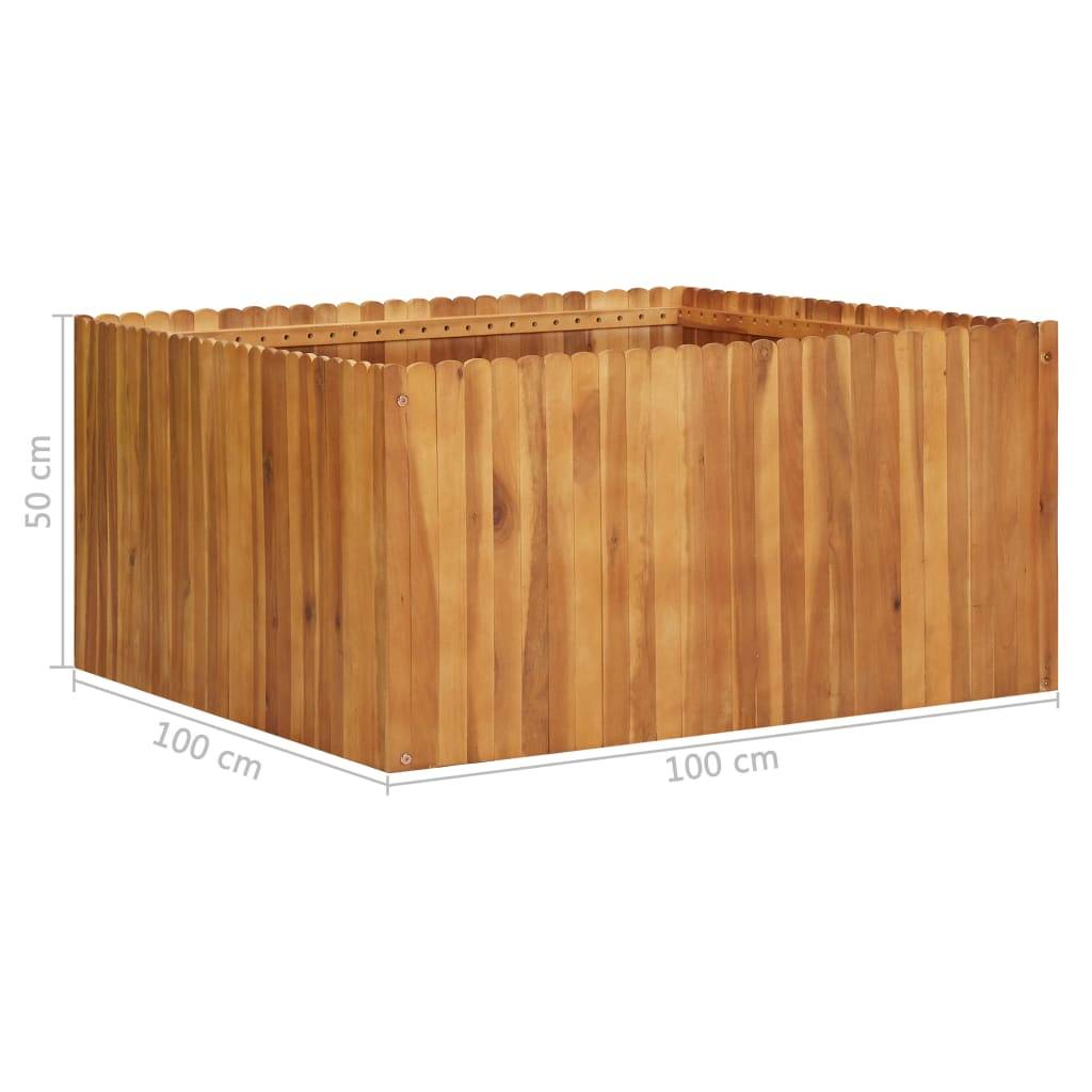 Helloshop26 - Jardinière lit surélevé plantes fleurs jardin 100 x 100 x 50 cm bois massif d'acacia - Imagen 6