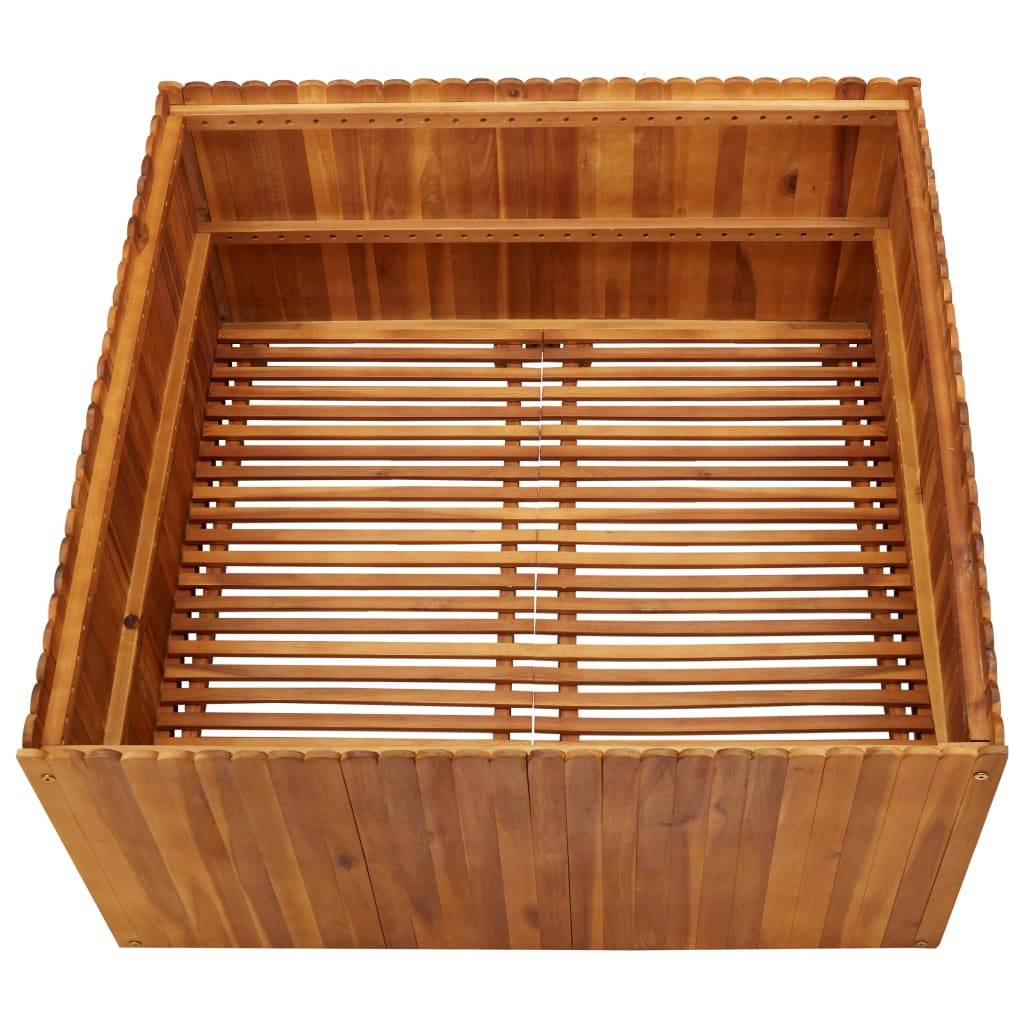 Helloshop26 - Jardinière lit surélevé plantes fleurs jardin 100 x 100 x 50 cm bois massif d'acacia - Imagen 4