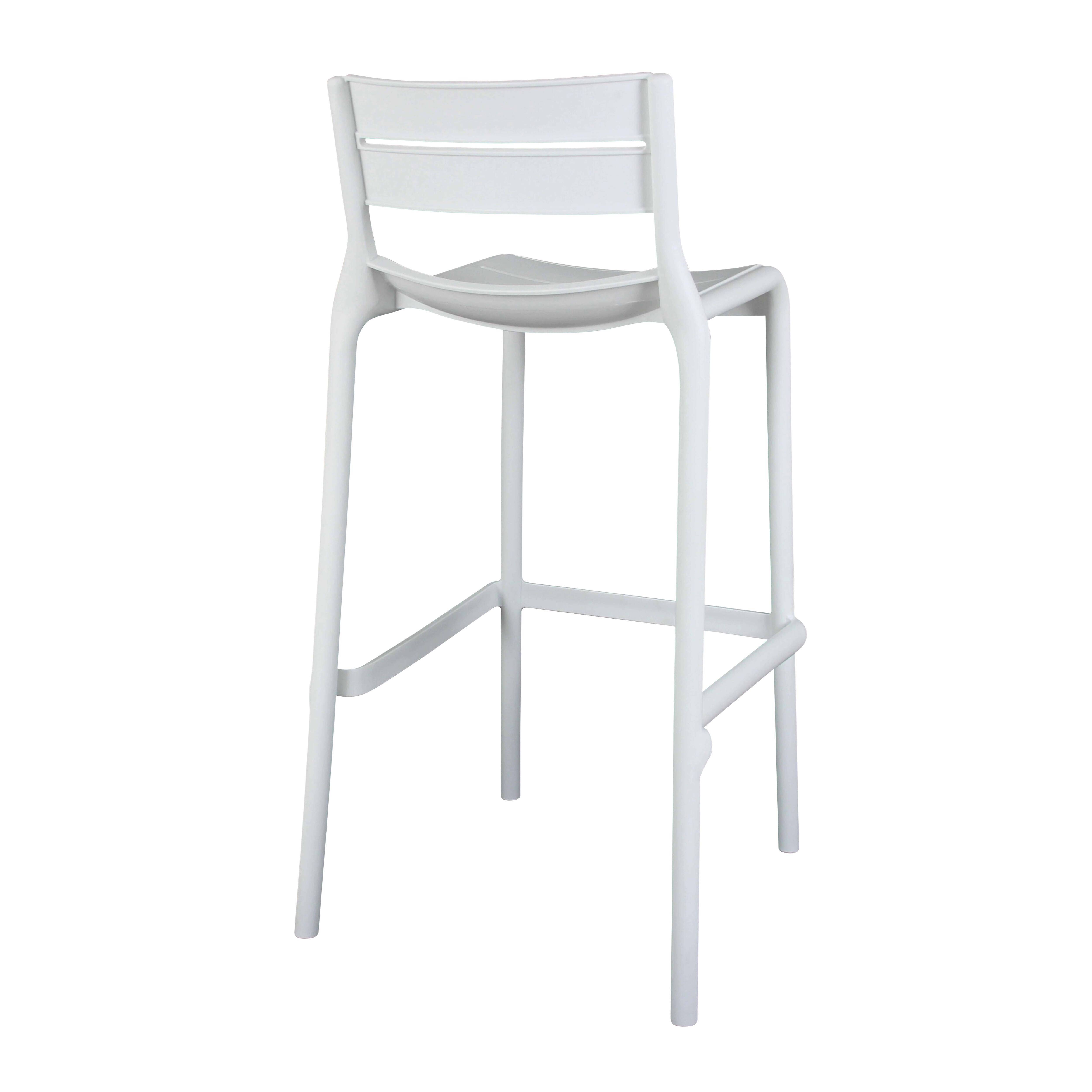 Oviala - Lot de 4 chaises hautes de terrasse en plastique blanches - Oviala - Imagen 6